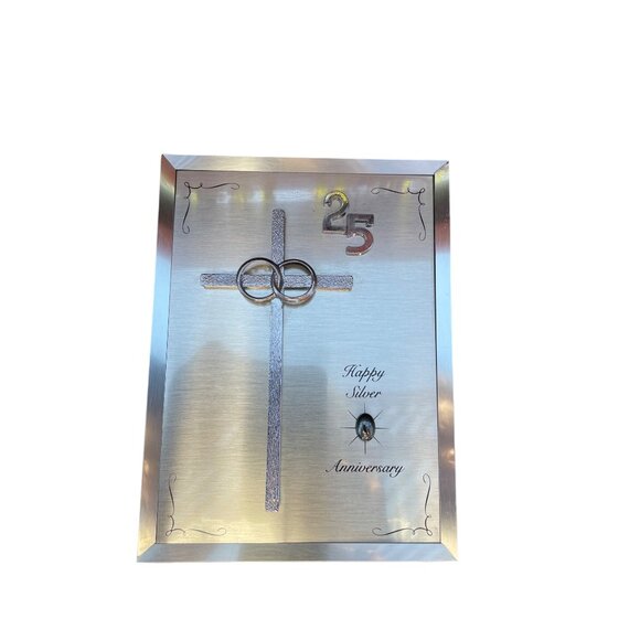 Furtado 25th Happy Silver Anniversary Musical Frame With Cross Giveaways Gray Me - Picture 1 of 16